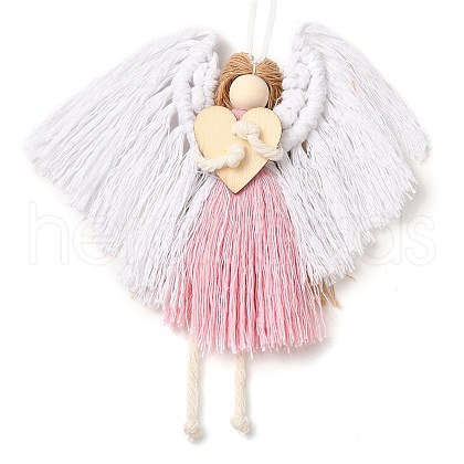 Angel Handmade Woven Macrame Cotton Thread Pendant Decorations HJEW-JM02454-01-1