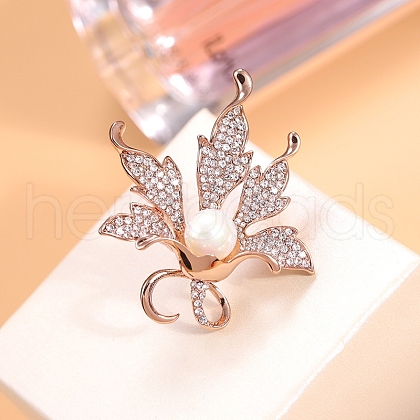 Maple Leaf Alloy Full Crystal Rhinestone Brooches for Backpack Clothes PW-WG34212-01-1