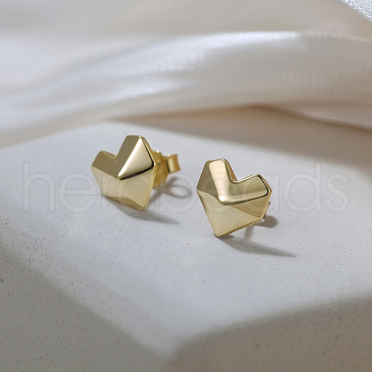 925 Sterling Silver Stud Earrings EJEW-C146-03G-1