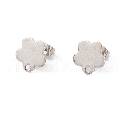 Non-Tarnish 201 Stainless Steel Stud Earring Findings with Hole EJEW-A071-10B-P-1