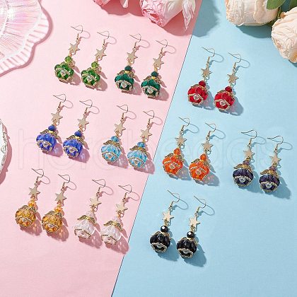Angel Star Handmade Glass Seed Beads & Glass Dangle Earrings for Women EJEW-MZ00393-1