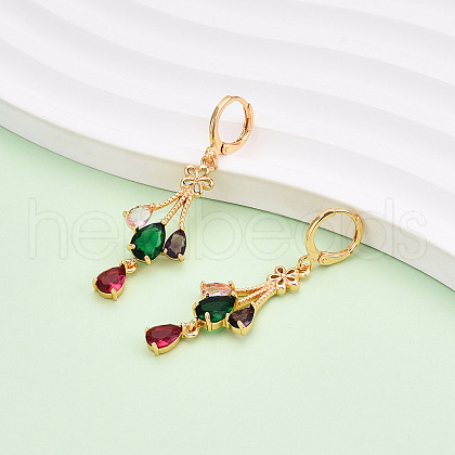 Brass Micro Pave Cubic Zirconia Leverback Earrings EJEW-N058-03G-1