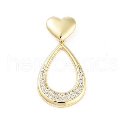 Rack Plating Brass Micro Pave Clear Cubic Zirconia Pendants KK-H474-19G-06-1