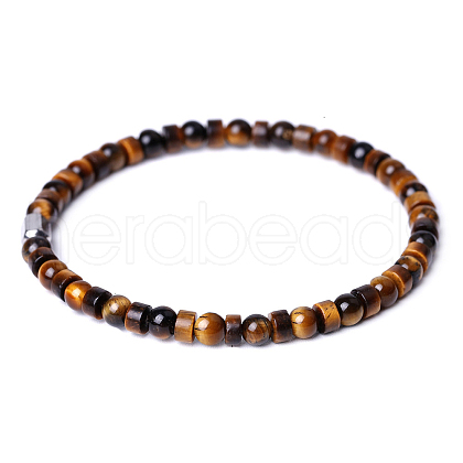 Natural Tiger Eye Beads Stretch Bracelets for Women Men PW-WG6A9BA-06-1