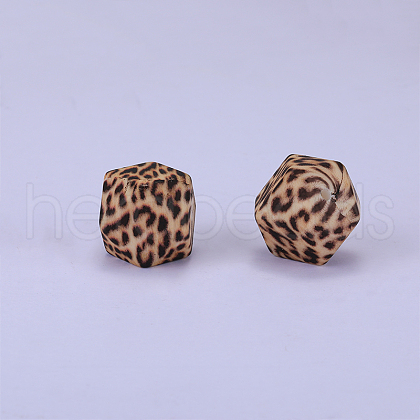 Colorful Pattern Printed Silicone Focal Beads SI-JX0022A-08-1