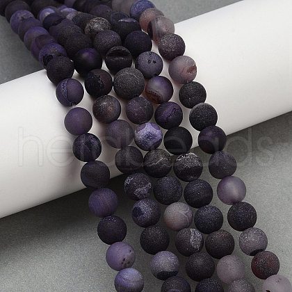 Natural Druzy Agate Beads Strands G-NH0024-A05-8mm-1