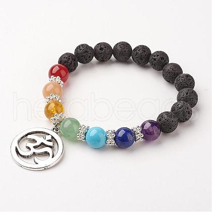 Gemstone Bead Charm Bracelets BJEW-JB02600--05-1