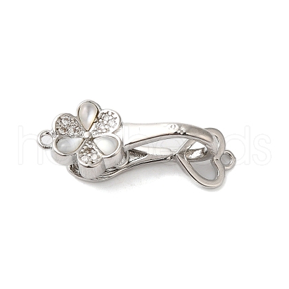 Brass Micro Pave Clear Cubic Zirconia Fold Over Clasps KK-S382-13P-01-1