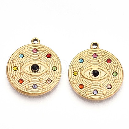 304 Stainless Steel Rhinestone Pendants STAS-T064-49-1