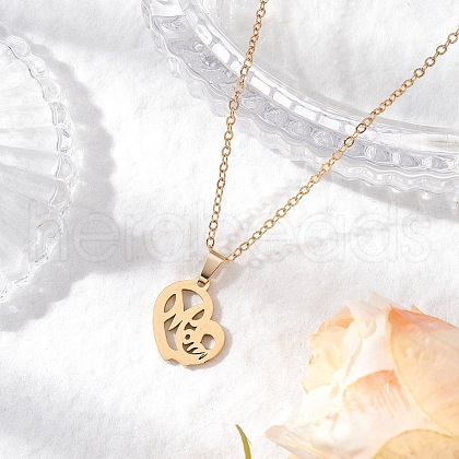 Mother's Day 304 Stainless Steel Pendant Necklace NJEW-TA00194-01-1