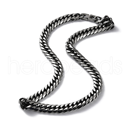 Ion Plating(IP) 304 Stainless Steel Cuban Link Chain Necklace NJEW-P288-01D-AS-1