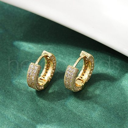 Brass Micro Pave Clear Cubic Zirconia Hoop Earrings EJEW-S277-09G-A-1