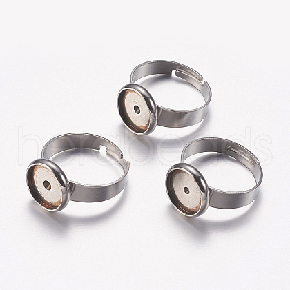 Tarnish Resistant Adjustable 201 Stainless Steel Finger Rings Components STAS-I097-038P-1