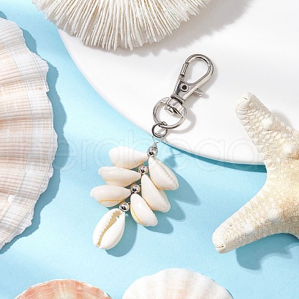 Natural Cowrie Shell Pendant Decorations HJEW-JM03096-02-1