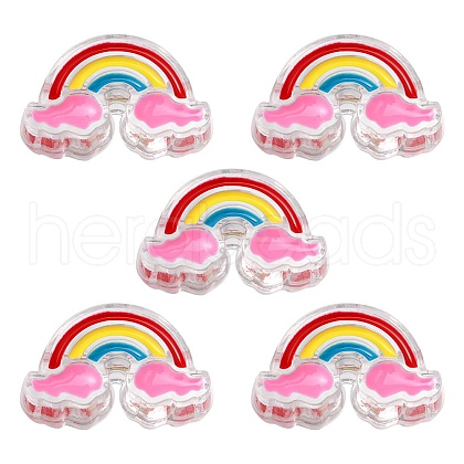 5Pcs Transparent Acrylic Enamel Beads OACR-YW0001-31B-1