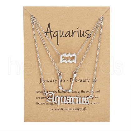 3Pcs 3 Styles Alloy Crystal Rhinestone Constellation Pendant Necklaces Sets WGEBB06-22-1