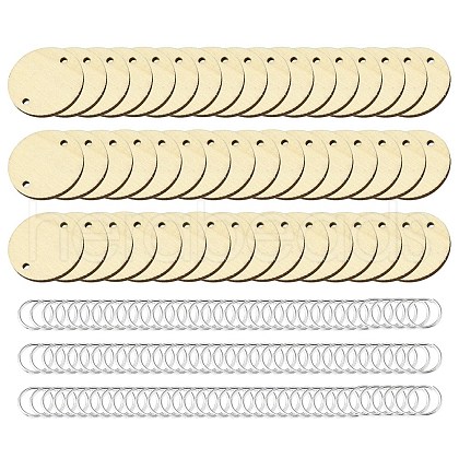 50Pcs Undyed Unfinished Wood Connector Charms WOOD-FS0001-11-1