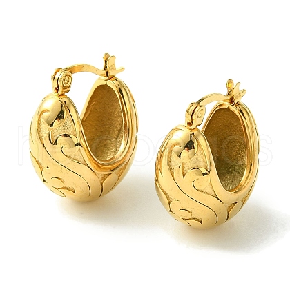 PVD Vacuum Plating 304 Stainless Steel Chunky Oval Hoop Earrings for Women EJEW-L284-02G-1