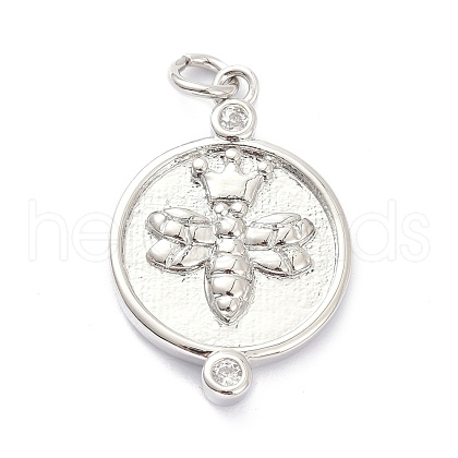Brass Micro Pave Clear Cubic Zirconia Pendants ZIRC-L091-082P-1