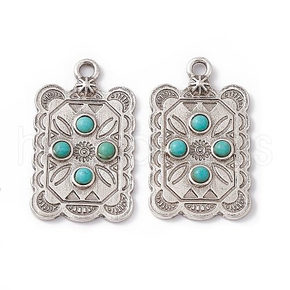 Synthetic Turquoise Pendants PALLOY-D013-08AS-1