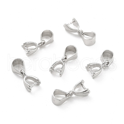 Rhodium Plated 925 Sterling Silver Ice Pick Pinch Bails STER-Z001-015P-1