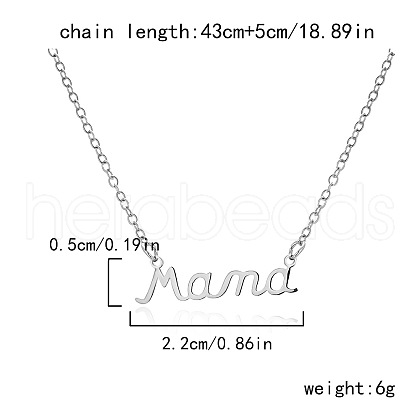 Mother's Day 304 Stainless Steel Word Mama Pendant Necklaces for Women FS-WG8A099-08-1