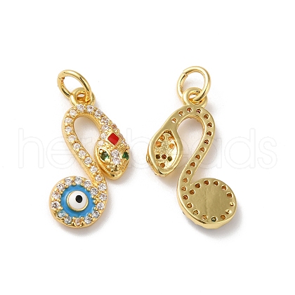 Rack Plating Brass Micro Pave Cubic Zirconia Pendants KK-D074-15G-1