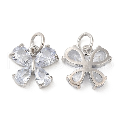 Rack Plating Brass Pave Clear Cubic Zirconia Butterfly Charms KK-Z026-03P-1