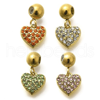 304 Stainless Steel Rhinestone Charms STAS-M109-12G-1