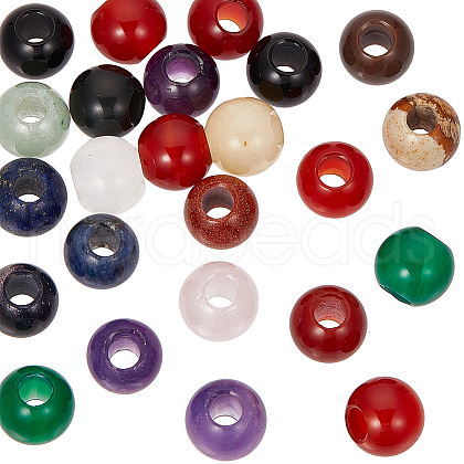 Olycraft 24pcs Gemstone European Beads G-OC0005-59-1
