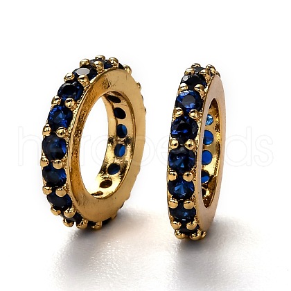 Brass Micro Pave Cubic Zirconia European Beads KK-B028-18G-F-1