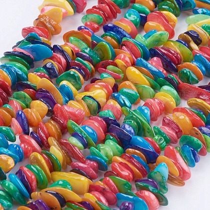 Natural Shell Chips Beads Strands SSHEL-J050-01-1