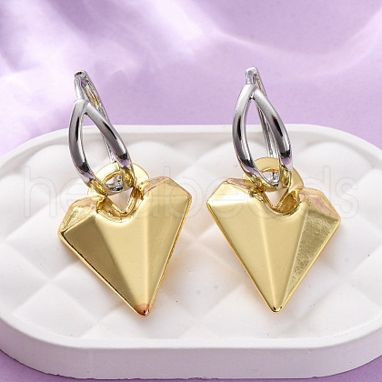 Two Tone Heart Brass Hoop Earrings EJEW-D322-12GP-02B-1