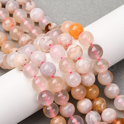 Natural Cherry Blossom Agate Beads Strands G-D313-A01-8mm-1