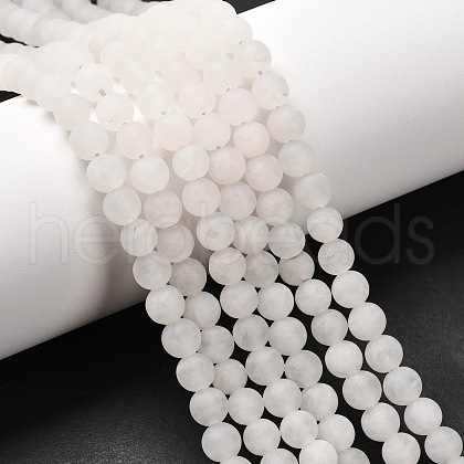 Natural White Jade Round Beads Strands G-G735-08F-6mm-1