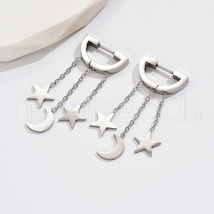 Exquisite metal star moon pendant earrings for daily wear women. GU5453-2-1