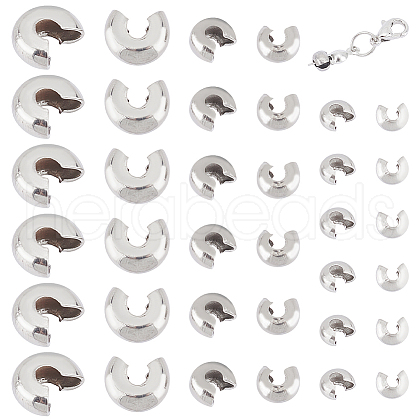Unicraftale 180Pcs 3 Style 304 Stainless Steel Crimp Beads Covers STAS-UN0051-55-1