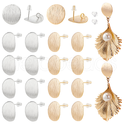BENECREAT 32Pcs 2 Colors Brass Ear Stud Findings KK-BC0013-99-1
