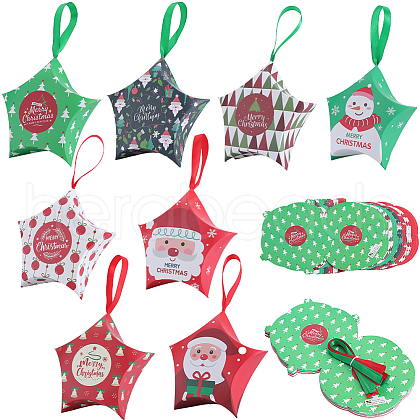 SOFPLATE 16Pcs 8 Colors Star Shape Christmas Gift Boxes CON-SP0001-01-1