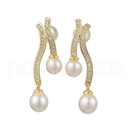 Mother's Day Jewellery Natural Pearl Ear Studs EJEW-P286-46G-1