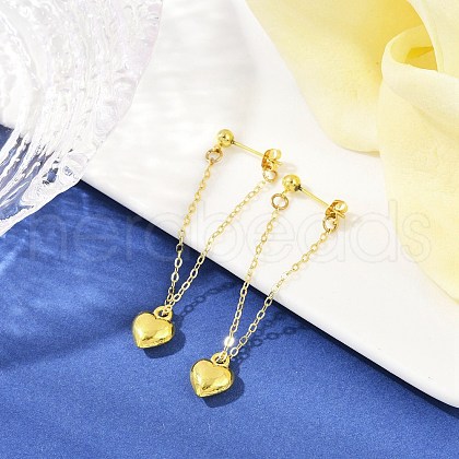 Heart Alloy Dangle Stud Earrings EJEW-JE06366-01-1