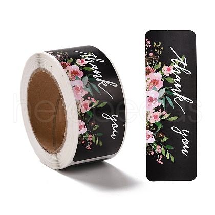 Flower Pattern Paper Gift Tag Stickers X-DIY-C011-01A-1