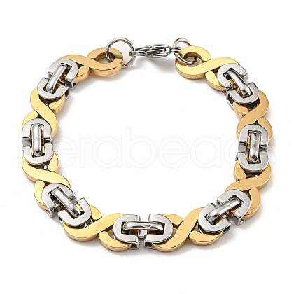 Two Tone 304 Stainless Steel Infinity Link Chain Bracelet BJEW-B078-07GP-1