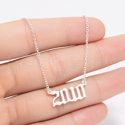 2010 Birth Year Number 201 Stainless Steel Pendant Cable Chain Necklaces FS-WGB5F08-49-1