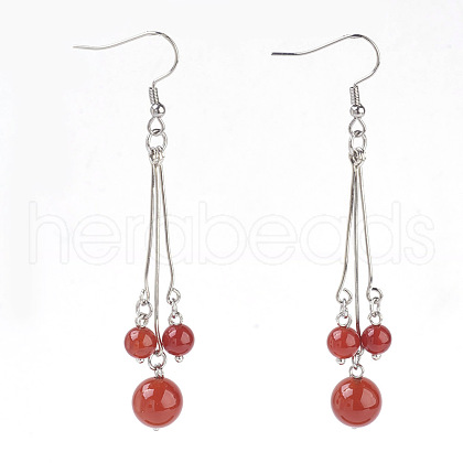Natural Carnelian Dangle Earrings EJEW-JE02813-02-1