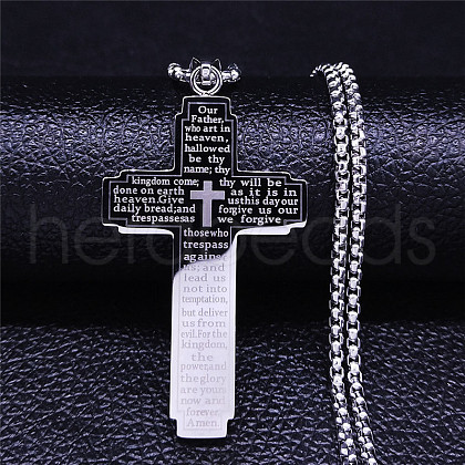 Vintage hip-hop men's Stainless Steel necklace with cross pendant. PA3677-2-1