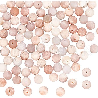 Olycraft 100Pcs Round Natural Sunstone Beads G-OC0001-37-1
