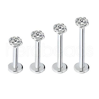 G23 Stainless Steel Clear Cubic Zirconia Threadless Labret Stud WG700A9-16-1