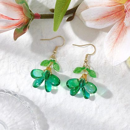304 Stainless Steel Glass Dangle Earrings EJEW-MZ00433-01-1