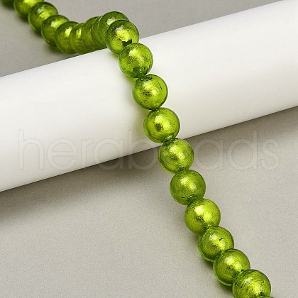 Handmade Silver Foil Glass Beads Strands FOIL-F002-01E-1